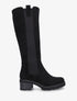 Bottes élastiquées en suédine à bout rond - Noir - 1