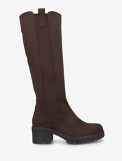 Bottes élastiquées en suédine à bout rond - Marron - 1