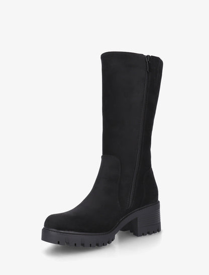 Bottines unies en suédine à zip décoratif - Noir - 3
