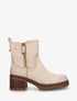 Bottines en suédine à zip décoratif - Beige - 1