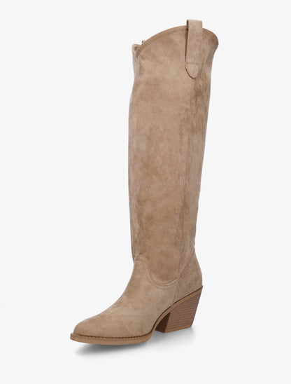 Bottes en suédine style santiag - Taupe - 3