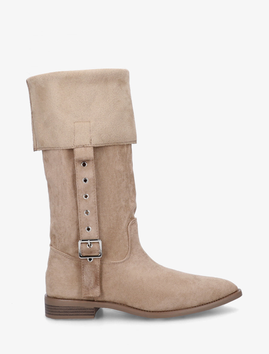 Bottines montantes en suédine à bouts pointus - Taupe - 1