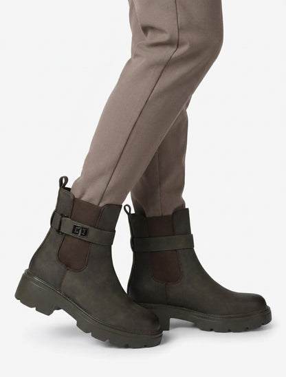 Bottines élastiquées à boucle décorative - Kaki
