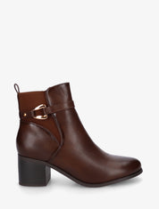 Bottines en simili à cheville élastiquée - Marron - 1