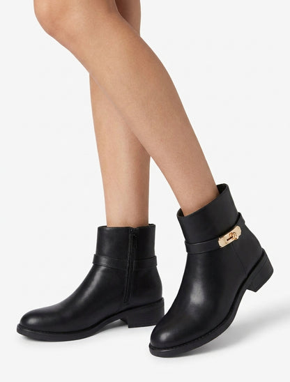 Bottines en simili à boucle décorative - Noir