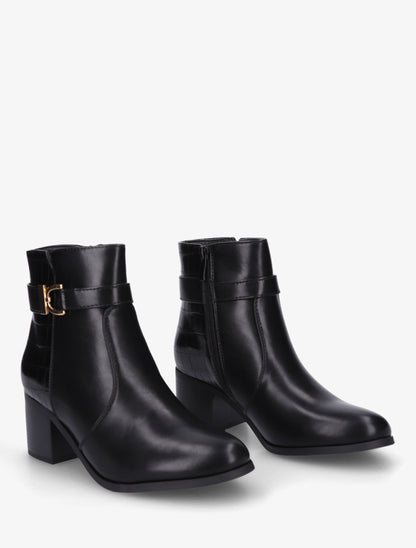 Bottines à contrefort effet croco - Noir - 4