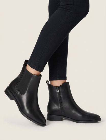Bottines en simili à bouts pointus - Noir