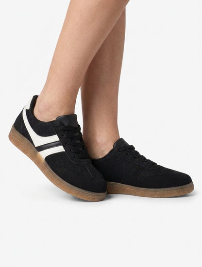 Sneakers à empiècement tissu effet tweed - Noir