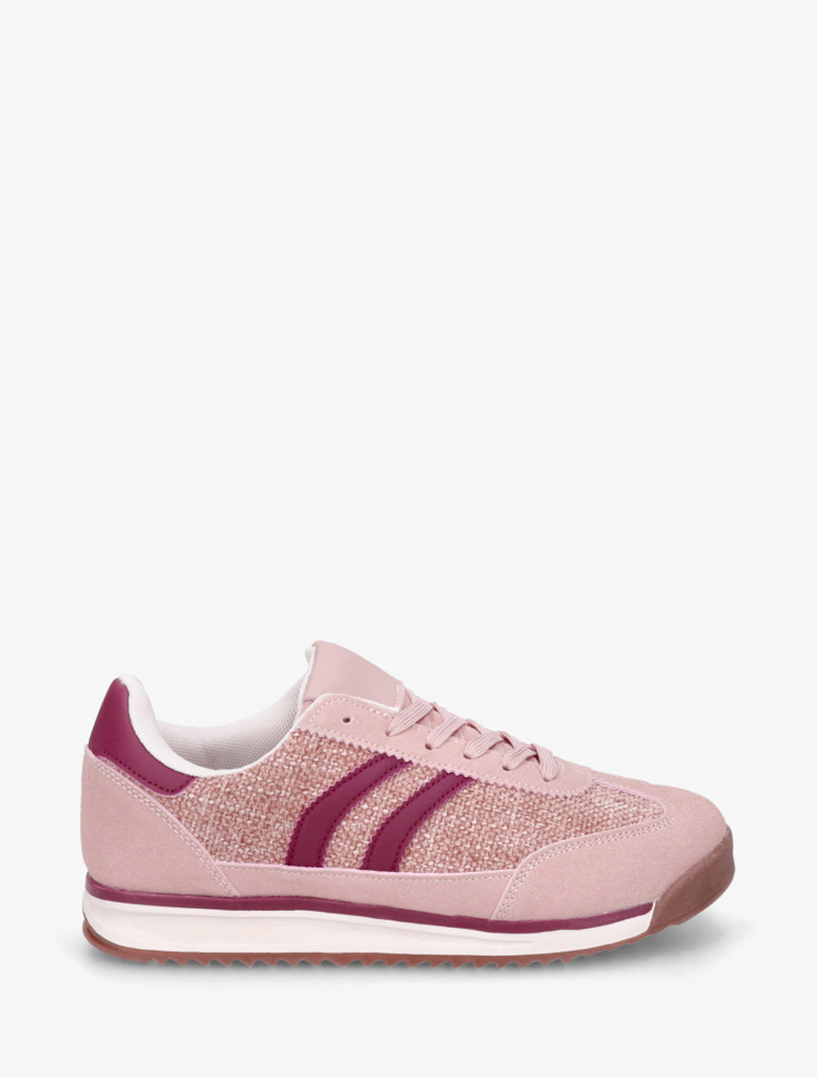 Sneakers en tissu effet tweed - Rose - 1