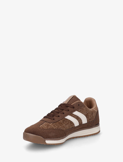 Sneakers en tissu effet tweed - Marron - 3