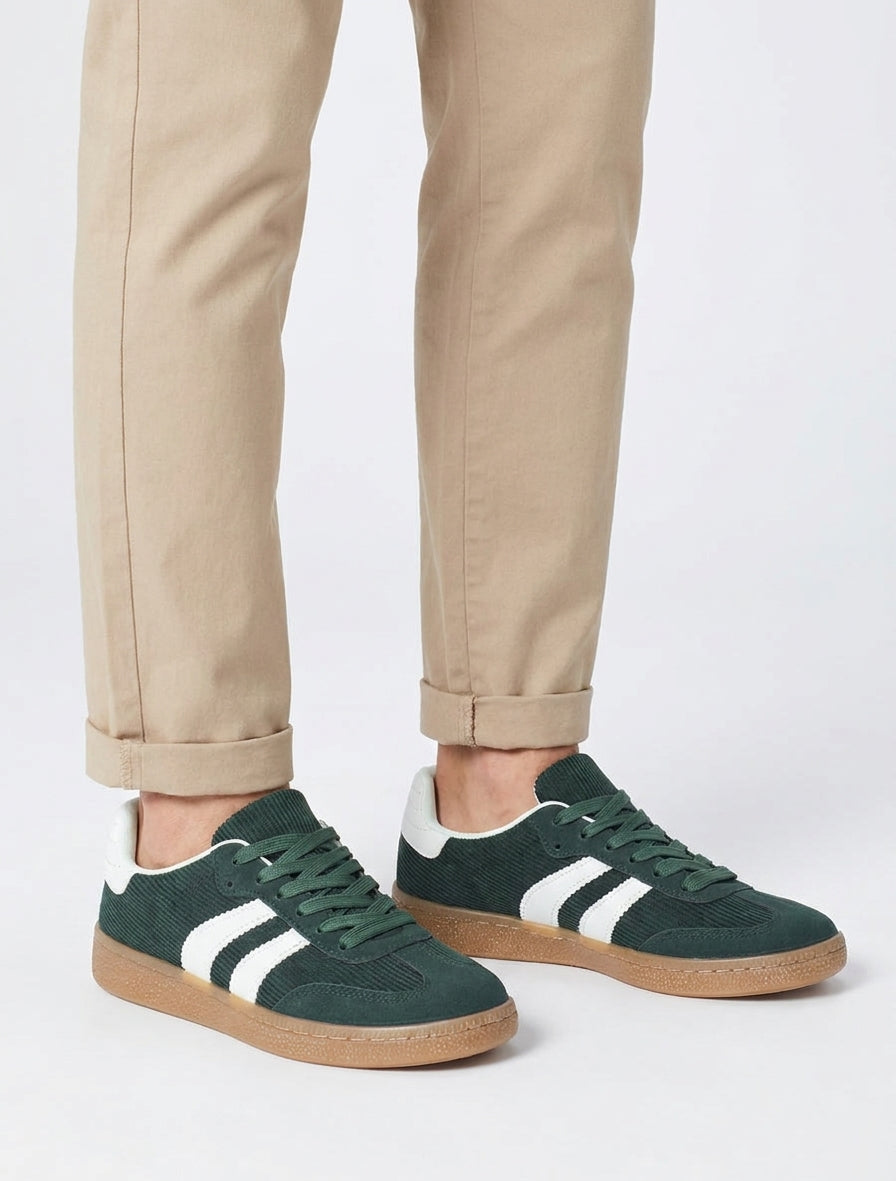 Sneakers en tissu côtelé - Vert sapin
