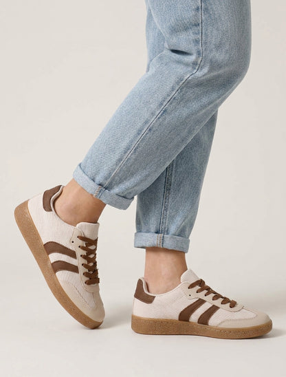 Sneakers en tissu côtelé - Beige