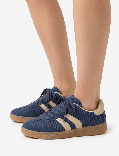 Sneakers en tissu côtelé - Bleu