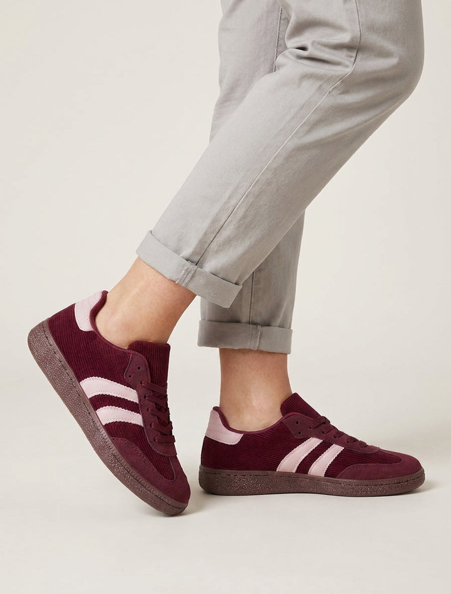 Sneakers en tissu côtelé - Lie de vin