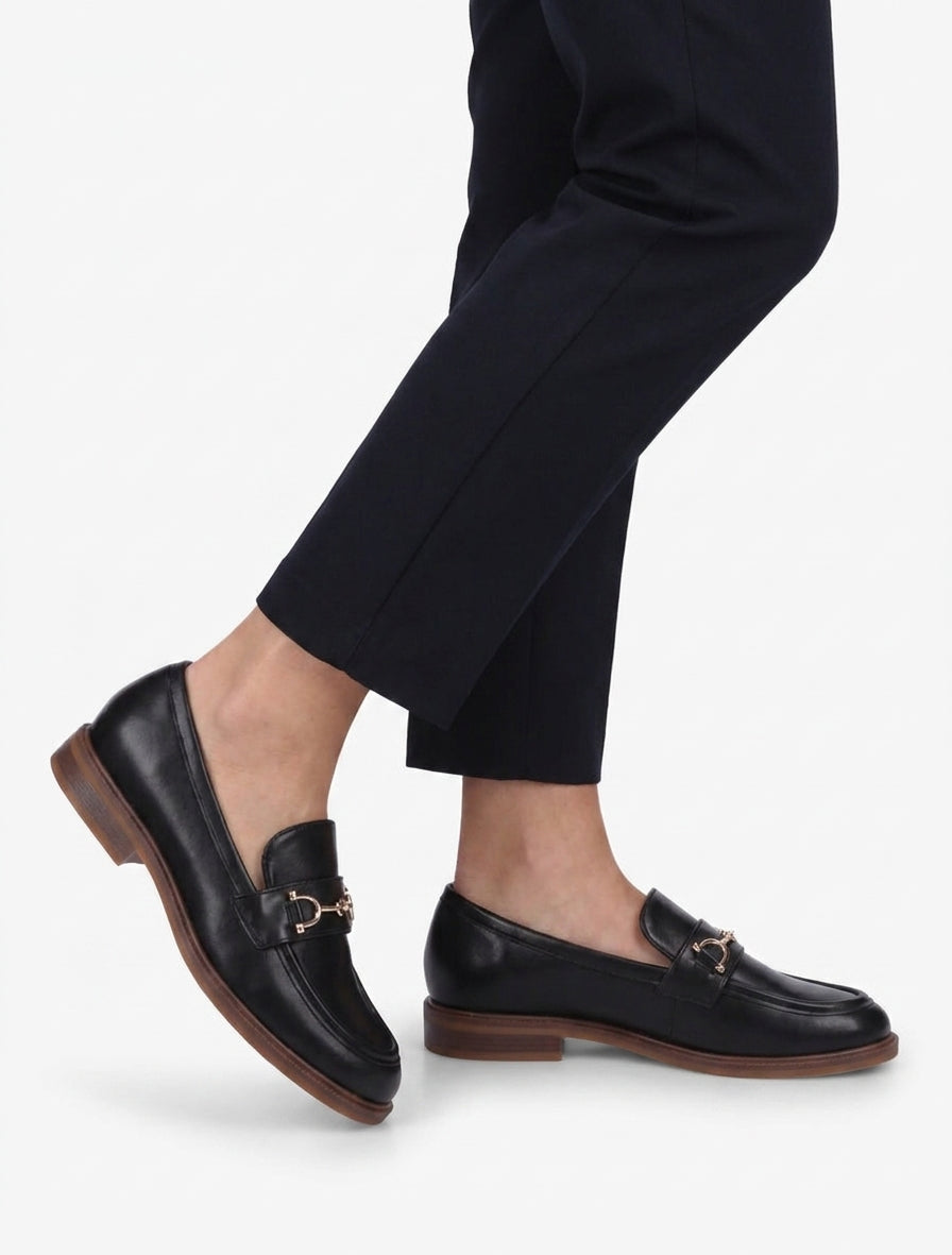 Mocassins en simili à boucle métallique - Noir