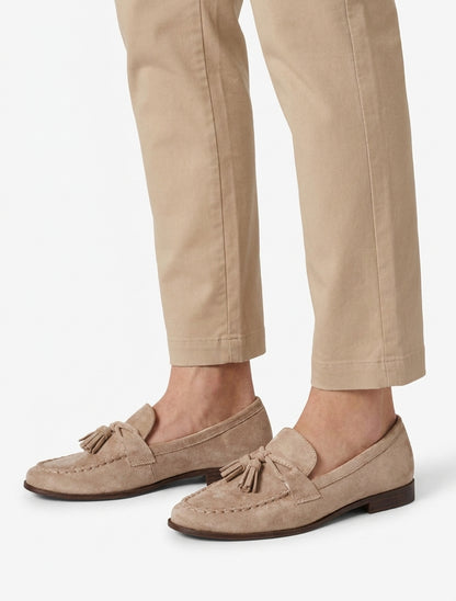 Mocassins en suédine à pampilles - Taupe