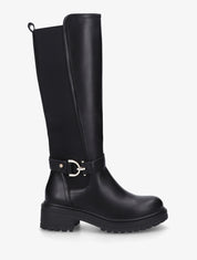 Bottes classiques élastiquées en simili - Noir - 1