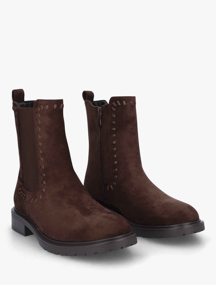 Bottines élastiquées en suédine - Chocolat - 4