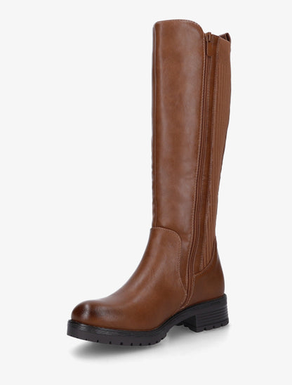 Bottes élastiquées en tissu côtelé - Camel - 3