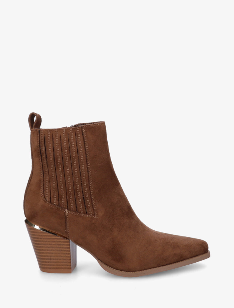 Bottines en suédine style santiags - Chocolat - 1