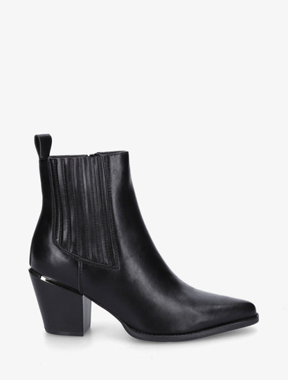 Bottines en simili style santiags - Noir - 1