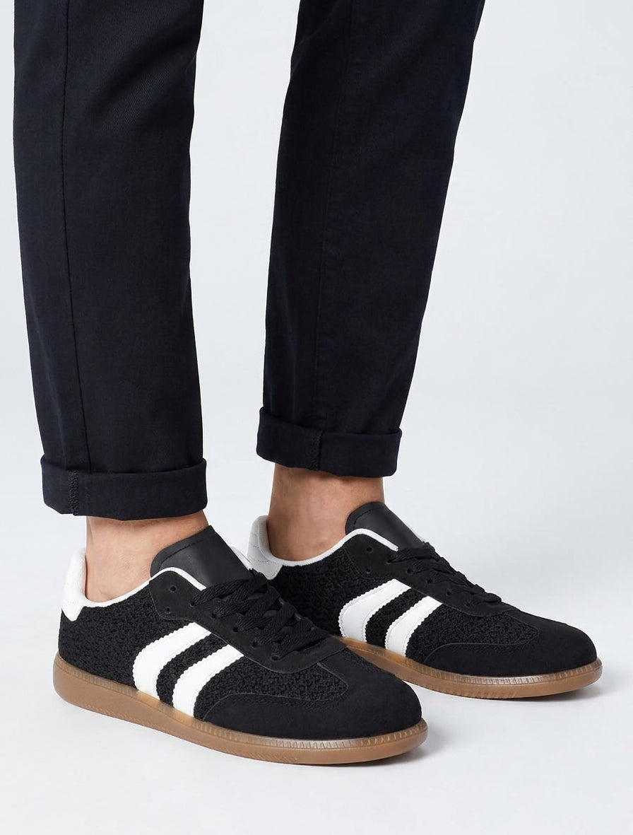 Sneakers en maille et bandes contrastantes - Noir