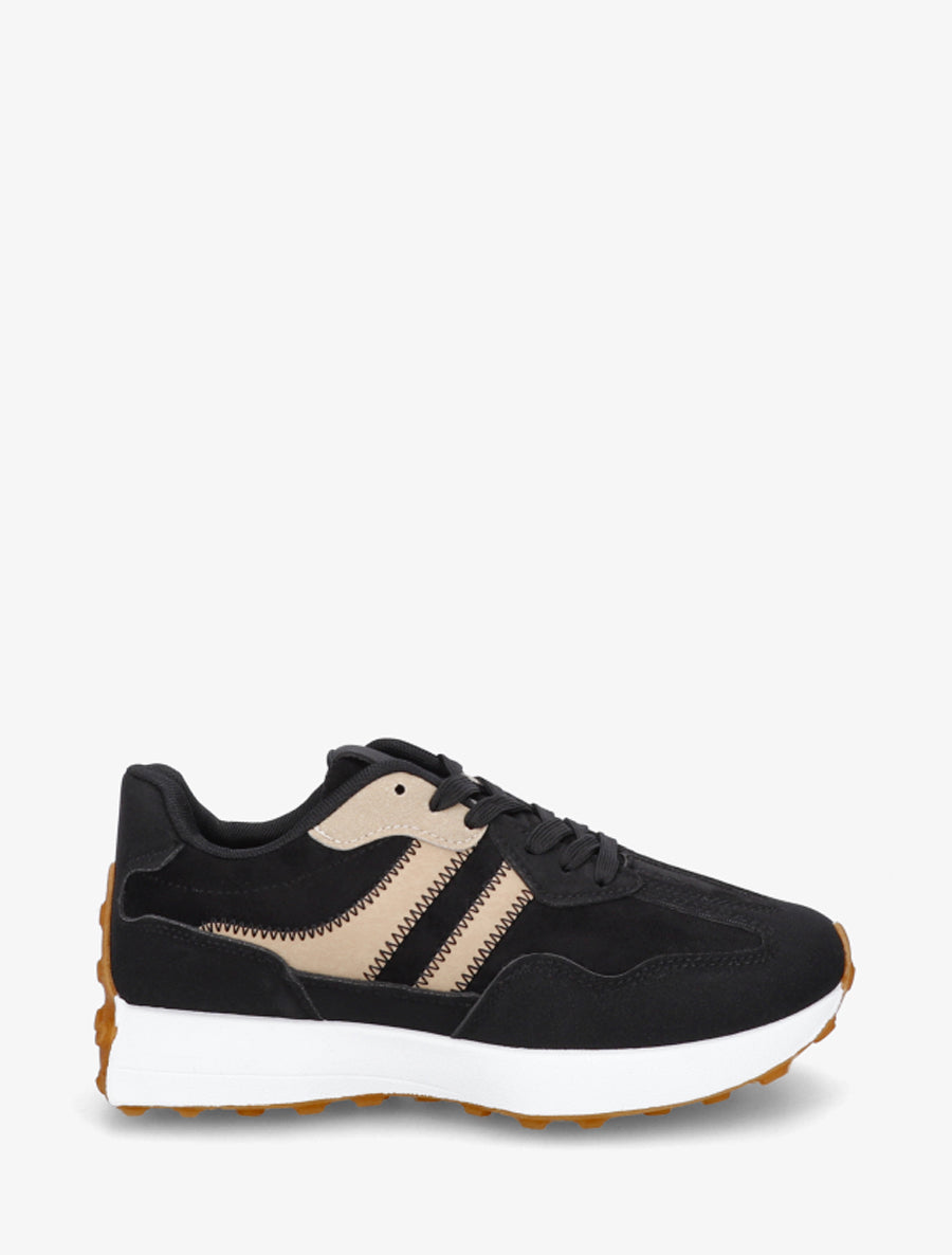 Baskets bicolore et bimatière - Noir - 1