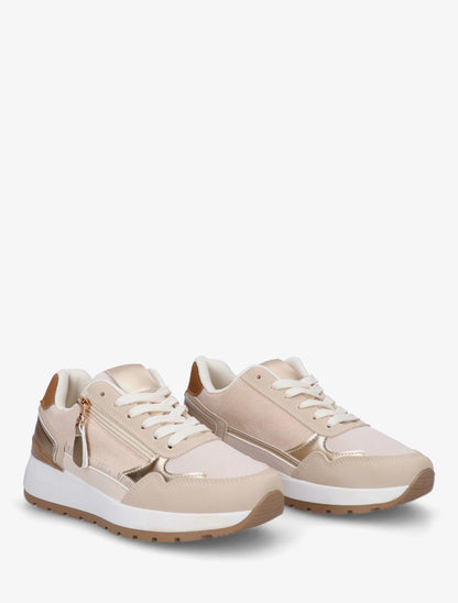 Baskets en suédine et contrefort contrastant - Beige - 4