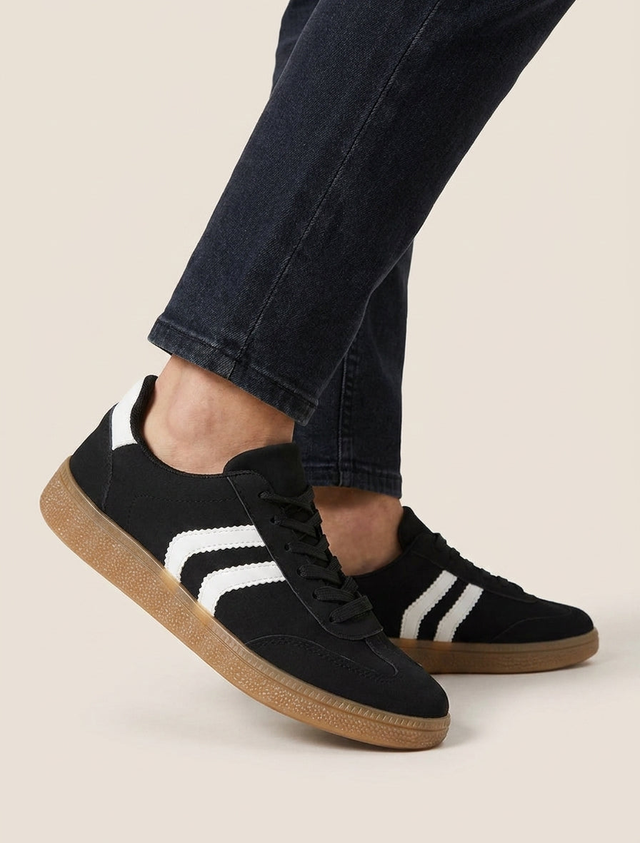 Sneakers effet nubuck à semelle caoutchouc - Noir