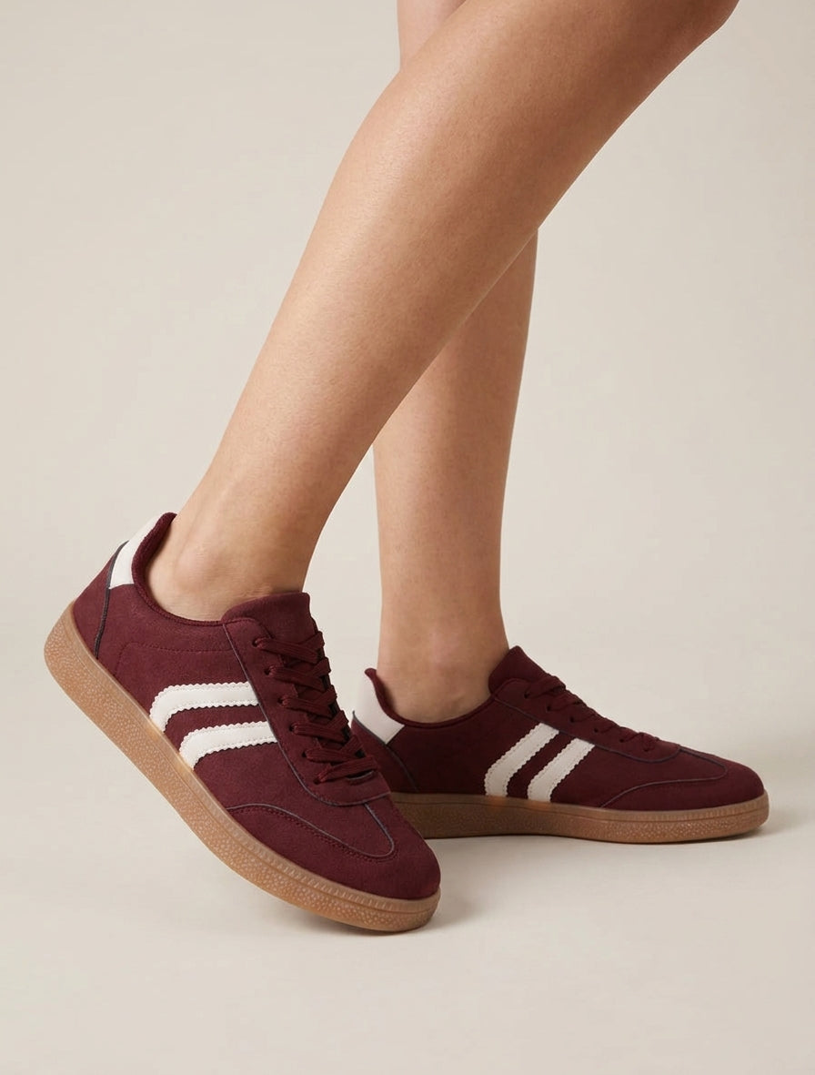 Sneakers effet nubuck à semelle caoutchouc - Bordeaux