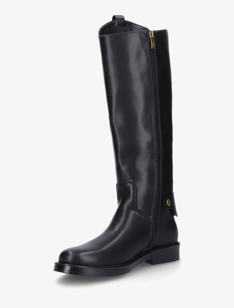 Bottes en simili à bout rond - Noir - 3