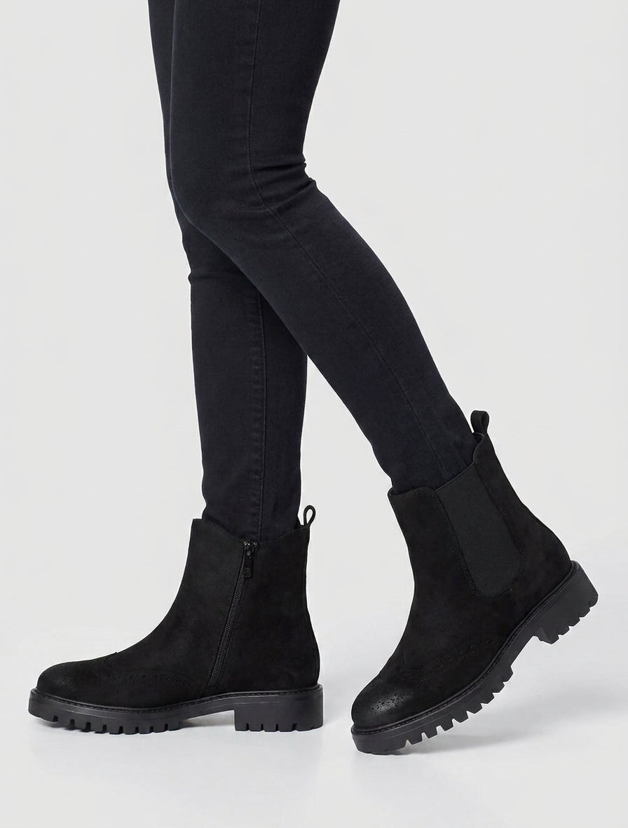 Bottines élastiquées en suédine - Noir