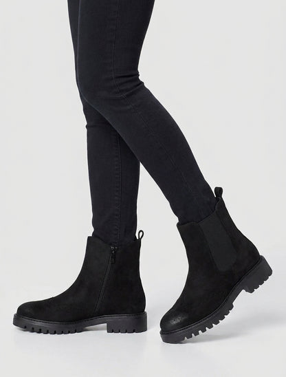 Bottines élastiquées en suédine - Noir