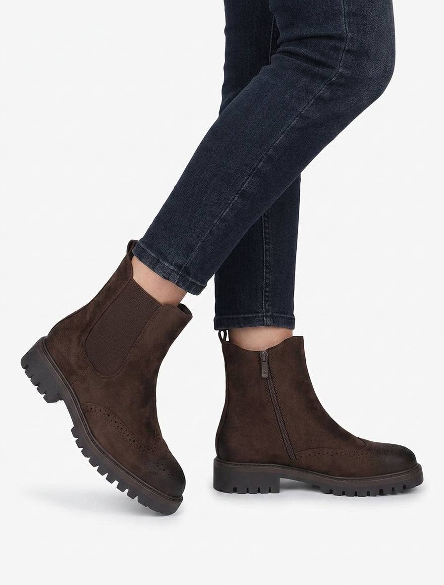 Bottines élastiquées en suédine - Marron