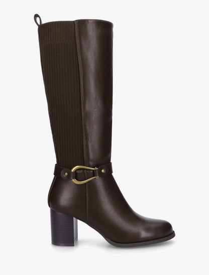 Bottes unies bimatière - Marron - 1