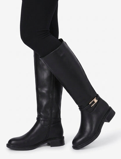 Bottes élastiquées en simili - Noir