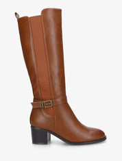 Bottes élastiquées en simili à boucle fantaisie - Camel - 1