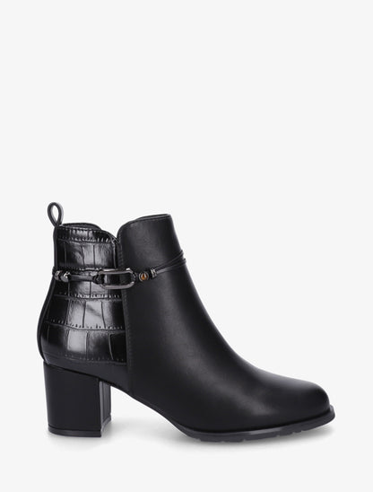 Bottines empiècement croco et bijoux métalliques - Noir - 1