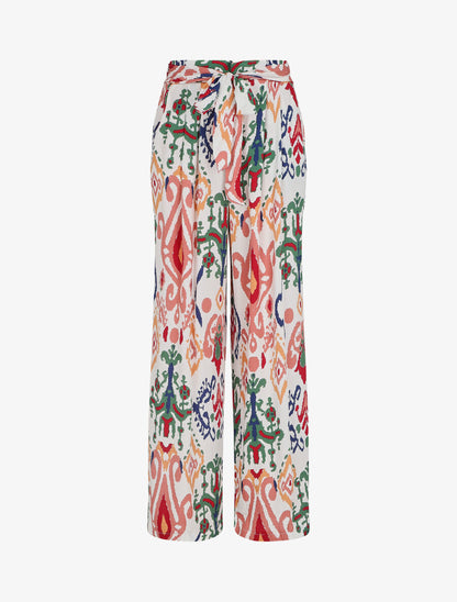 Pantalon ample imprimé aztèque - Blanc - 1