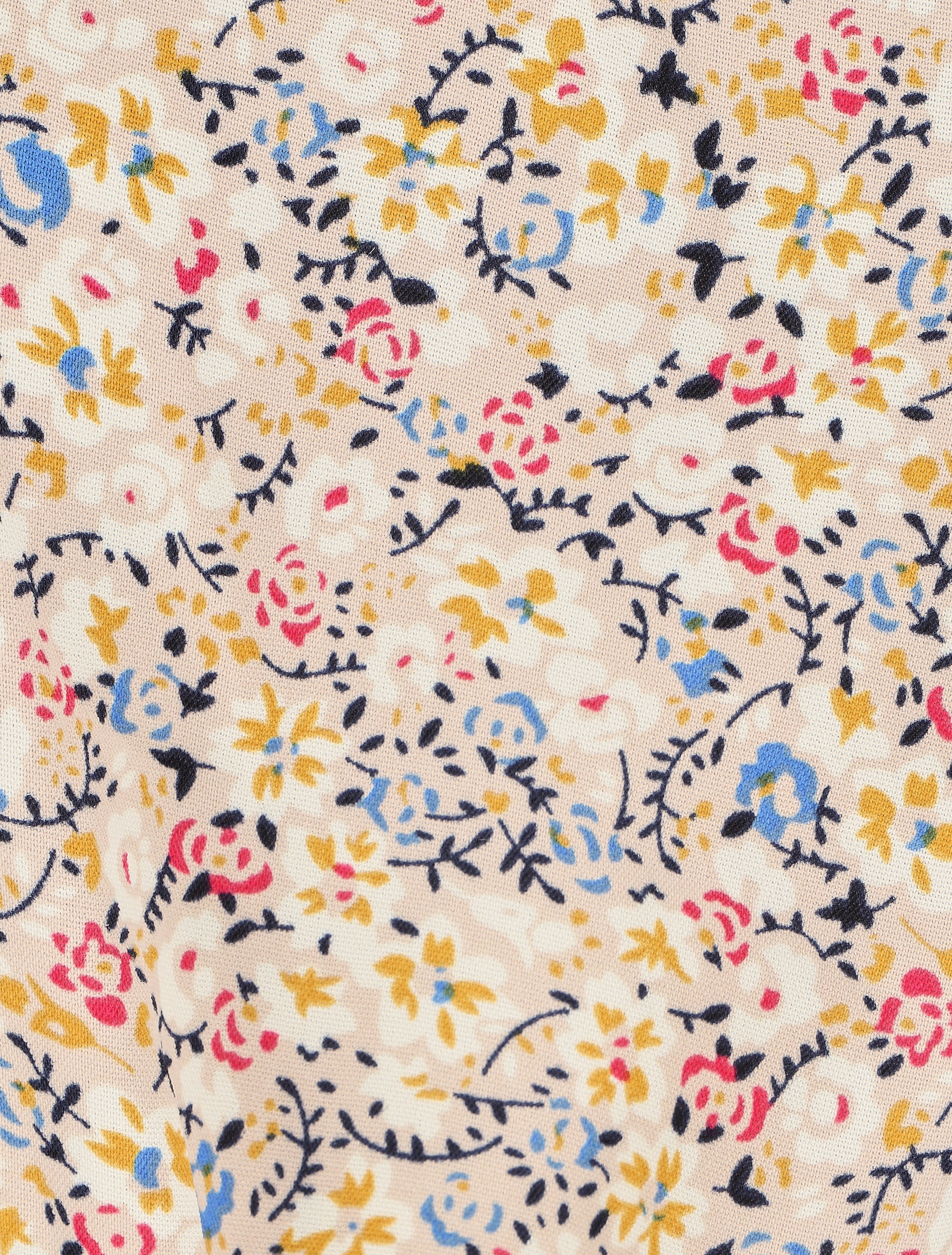 Combishort à imprimé fleuri et liens à nouer au dos - Beige - 3