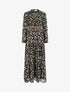 Robe longue en voile imprimé fleuri - Noir - 5