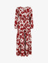 Robe longue empire imprimé fleurs abstraites - Rouge - 4
