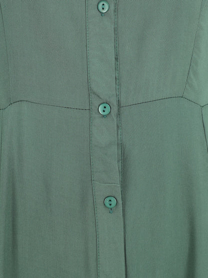 Robe chemise longue unie - Vert - 3