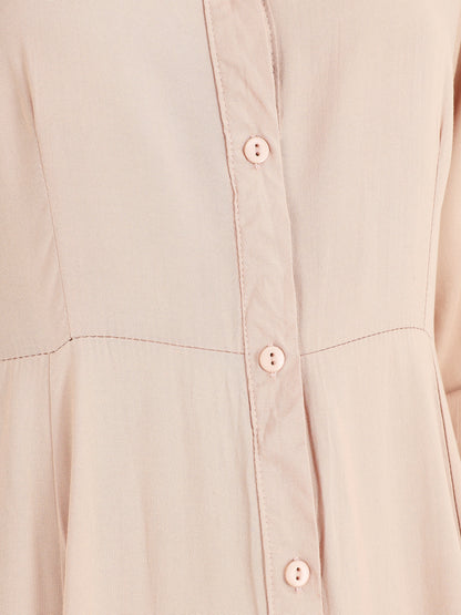 Robe chemise longue unie - Beige - 3