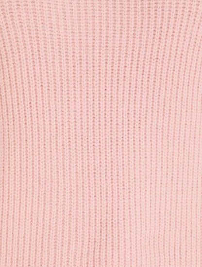 Pull en laine mélangée à manches élastiquées - Rose - 4
