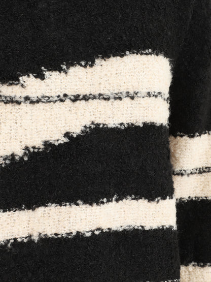 Pull duveteux à motif rayures - Noir - 3
