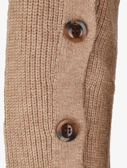 Robe pull à manches boutonnées - Camel - 4