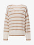 Pull ample rayé à col V - Camel - 5