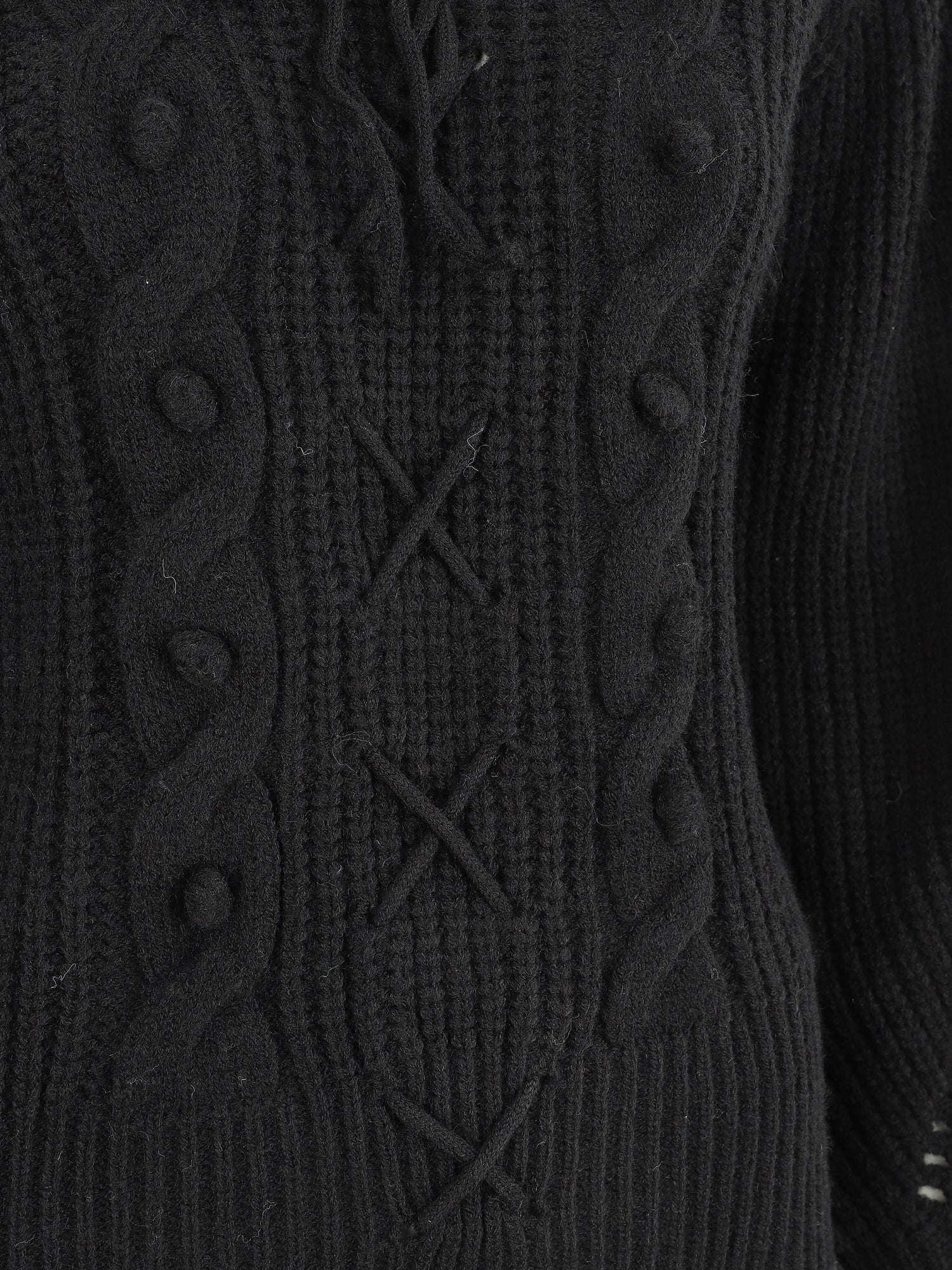 Pull corseté à manches bouffantes - Noir - 3