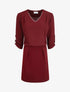 Robe droite imprimé graphique bi-matière - Bordeaux - 5